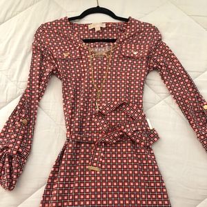 Michael Kors Roll-Tab-Sleeve Chain Dress